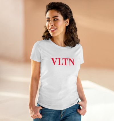 Valentino Vltn Red Logo Print White Woman Tee