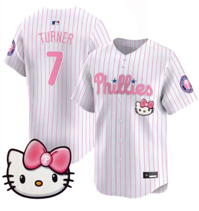 Trea Turner Jersey 7 Philadelphia Phillies Hello Kitty Stitched Pinstripe