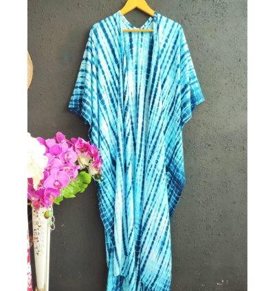 Boho Tie Dye Kimono Robe Long Flowy Rayon Cover Up For Women