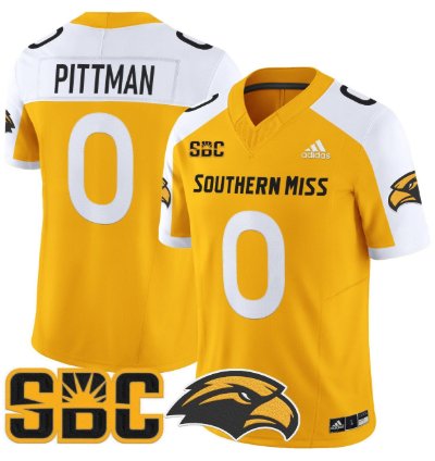 Jeffery Pittman Jersey 0 Southern Miss Golden Eagles 2025 Stitched Gold Alter