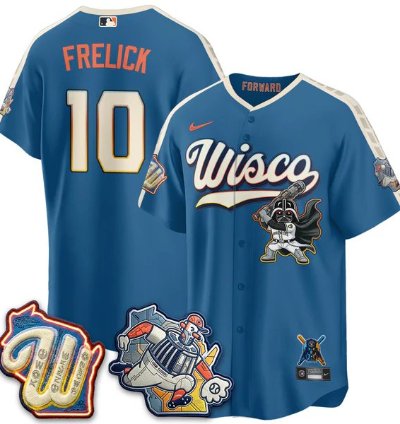 Sal Frelick 10 City Connect Baseball Jersey Milwaukee Brewers X Sw All Stitched