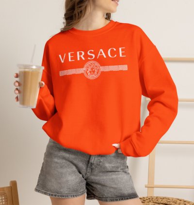 Versace Lineas Orange Sweatshirt - Size Usa