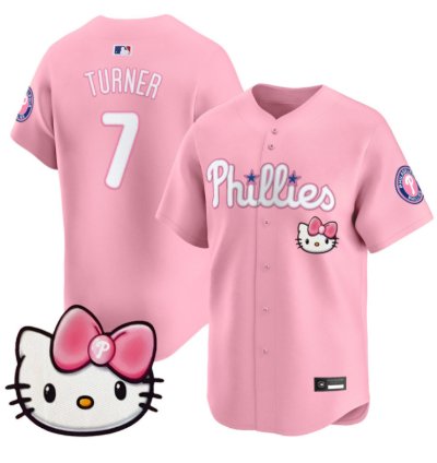 Trea Turner Jersey 7 Philadelphia Phillies Hello Kitty Stitched Pink