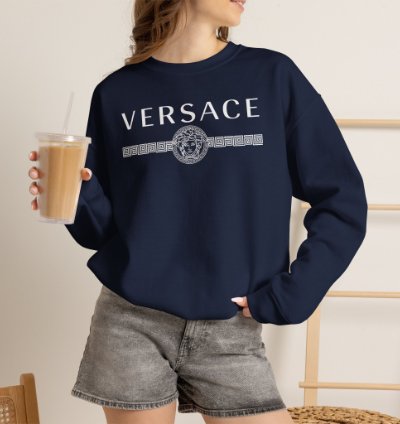 Versace Lineas Navy Sweatshirt - Size Usa