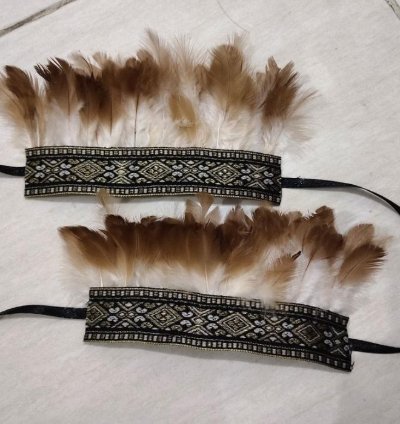 Feather Bracelets - Traditional Papuan Interior Costume For Carnival And Papuan Dance - Feather Headdress - 2pcs Brac...