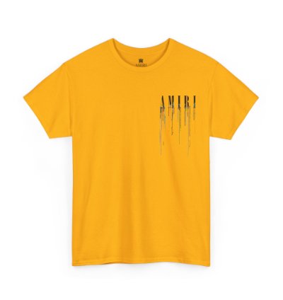 Amiri Paint Drip Gold T-shirt - Size Usa