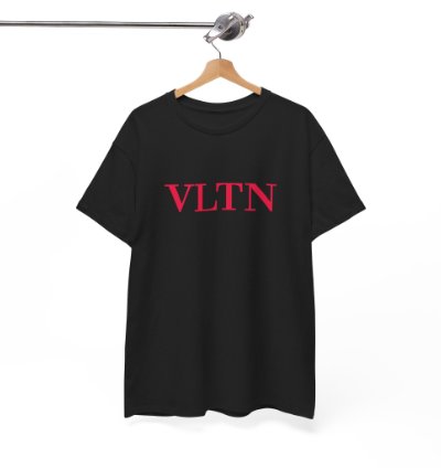 Valentino Vltn Red Logo Print Black Unisex Tee
