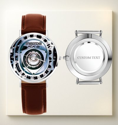 Mazda Rx-8 Rotary Engine Watch Brown Leather Car Enthusiast Gift