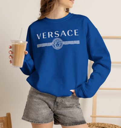 Versace Lineas Blue Sweatshirt - Size Usa