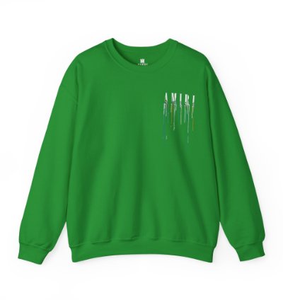 Amiri Paint Drip Green Sweatshirt - Size Usa