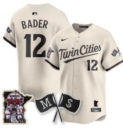 Harrison Bader 12 Minnesota Twins Baseball Jersey Vapor Patch Limited All Stitched
