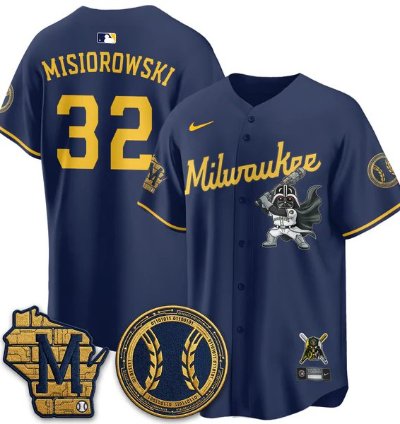 Jacob Misiorowski 32 City Connect Baseball Jersey Milwaukee Brewers X Sw All Stitched