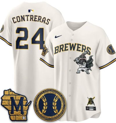 William Contreras 24 City Connect Baseball Jersey Milwaukee Brewers X Sw All Stitched