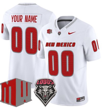 Custom New Mexico Lobos Jersey Name Number 2025 Vapor Limited Stitched White