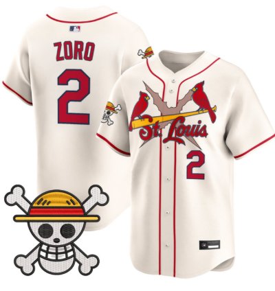 Zoro Jersey 2 St Louis Cardinals One Piece Premier Limited Stitched Cream