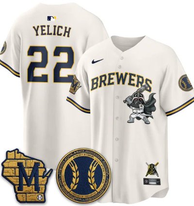 Christian Yelich 22 City Connect Baseball Jersey Milwaukee Brewers X Sw All Stitched