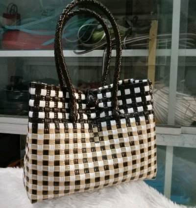 Premium Handwoven Jali Tote Bag Blck Gold