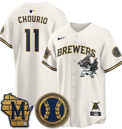 Jackson Chourio 11 City Connect Baseball Jersey Milwaukee Brewers X Sw All Stitched