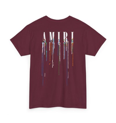 Amiri Paint Drip Maroon T-shirt - Size Usa