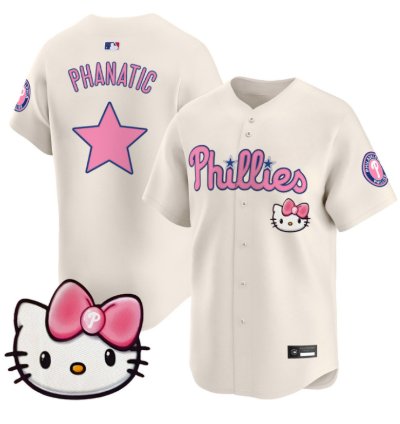 Phanatic Jersey Philadelphia Phillies Hello Kitty Stitched Cream
