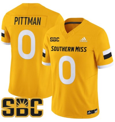 Jeffery Pittman Jersey 0 Southern Miss Golden Eagles 2025 Stitched Gold