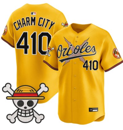 Charm City Jersey 410 Baltimore Orioles One Piece Premier Stitched Gold