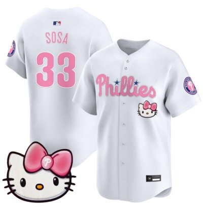 Edmundo Sosa Jersey 33 Philadelphia Phillies Hello Kitty Stitched White