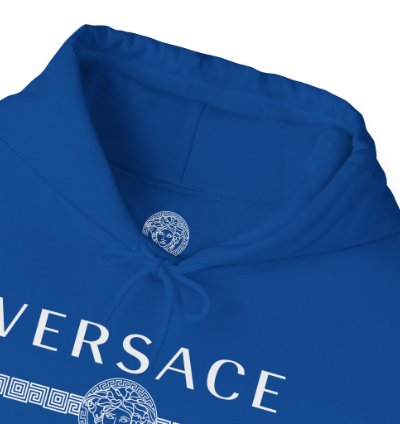 Versace Lineas Blue Hoodie - Size Usa