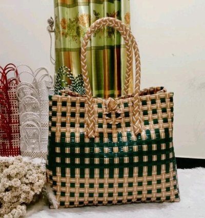 Premium Handwoven Jali Tote Bag Green