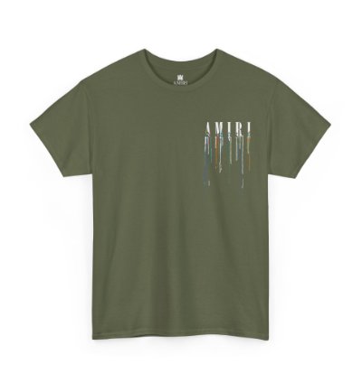 Amiri Paint Drip Military Green T-shirt - Size Usa