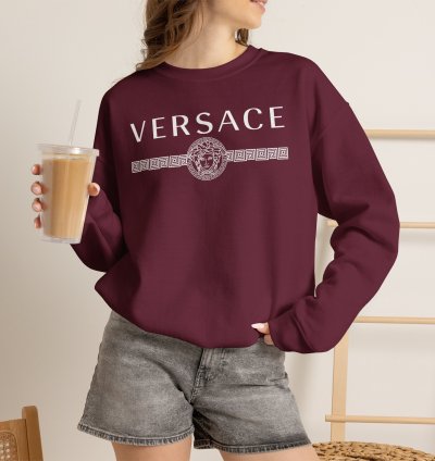 Versace Lineas Maroon Sweatshirt - Size Usa