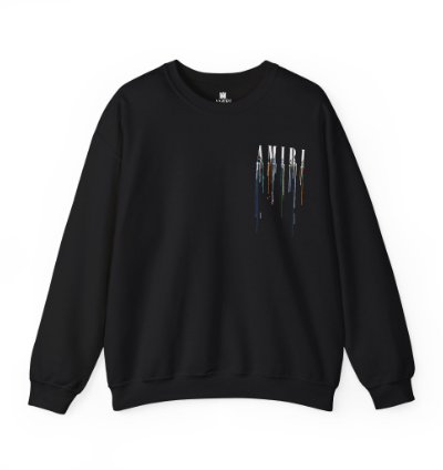 Amiri Paint Drip Black Sweatshirt - Size Usa