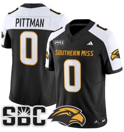 Jeffery Pittman Jersey 0 Southern Miss Golden Eagles 2025 Stitched Black Alter