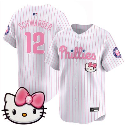 Kyle Schwarber Jersey 12 Philadelphia Phillies Hello Kitty Stitched Pinstripe