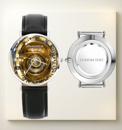 Mazda Rx8 Rotary Engine Skeleton Watch Black Leather