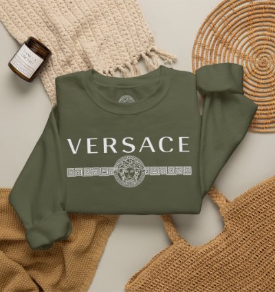 Versace Lineas Military Green Sweatshirt - Size Usa