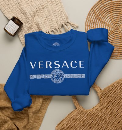 Versace Lineas Blue Sweatshirt - Size Usa
