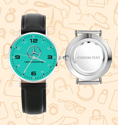 Mercedes Amg Turquoise Watch Black Leather Mens Wrist Watch