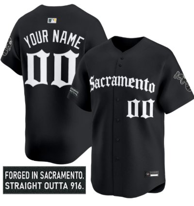 Custom Athletics Jersey Name Number Sacramento Gothic Edition Stitched Black