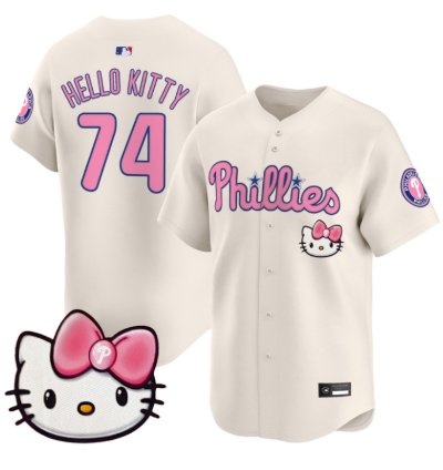Hello Kitty Jersey 74 Philadelphia Phillies Hello Kitty Stitched Cream