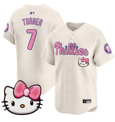 Trea Turner Jersey 7 Philadelphia Phillies Hello Kitty Stitched Cream