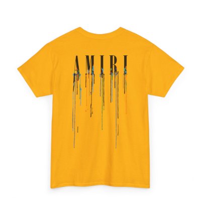 Amiri Paint Drip Gold T-shirt - Size Usa