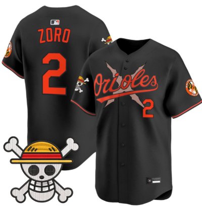 Zoro Jersey 2 Baltimore Orioles One Piece Premier Stitched Black