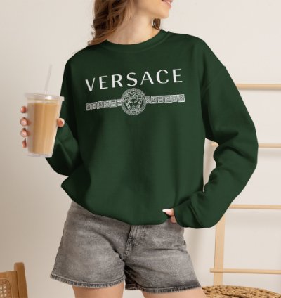 Versace Lineas Forest Green Sweatshirt - Size Usa