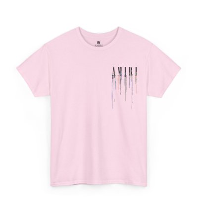 Amiri Paint Drip Light Pink T-shirt - Size Usa