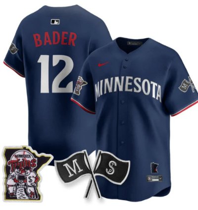 Harrison Bader 12 Minnesota Twins Baseball Jersey Vapor Patch Limited All Stitched