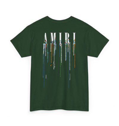Amiri Paint Drip Forest Green T-shirt - Size Usa