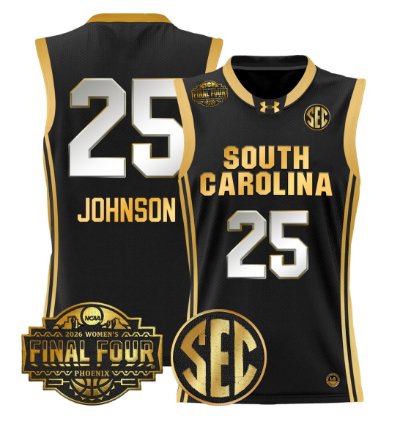 Raven Johnson Jersey 25 South Carolina 2026 Final Four Stitched Black Gold