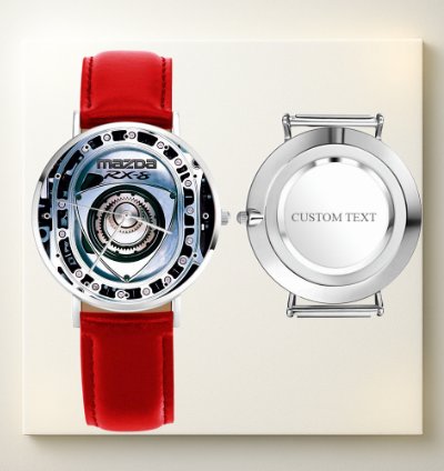 Mazda Rx-8 Rotary Engine Watch Red Leather Car Enthusiast Gift
