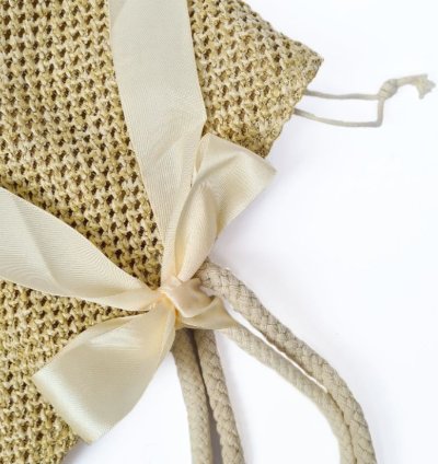 Boho Straw Tote Bag Woven Beach Handbag With Ribbon Large Summer Shoulder Bag